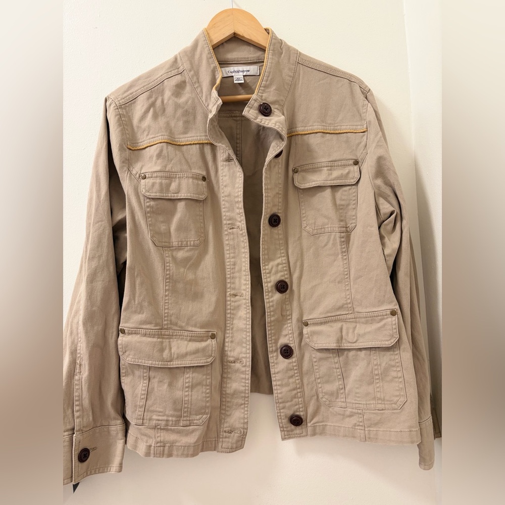 croft & barrow Beige Jacket with Yellow Trim